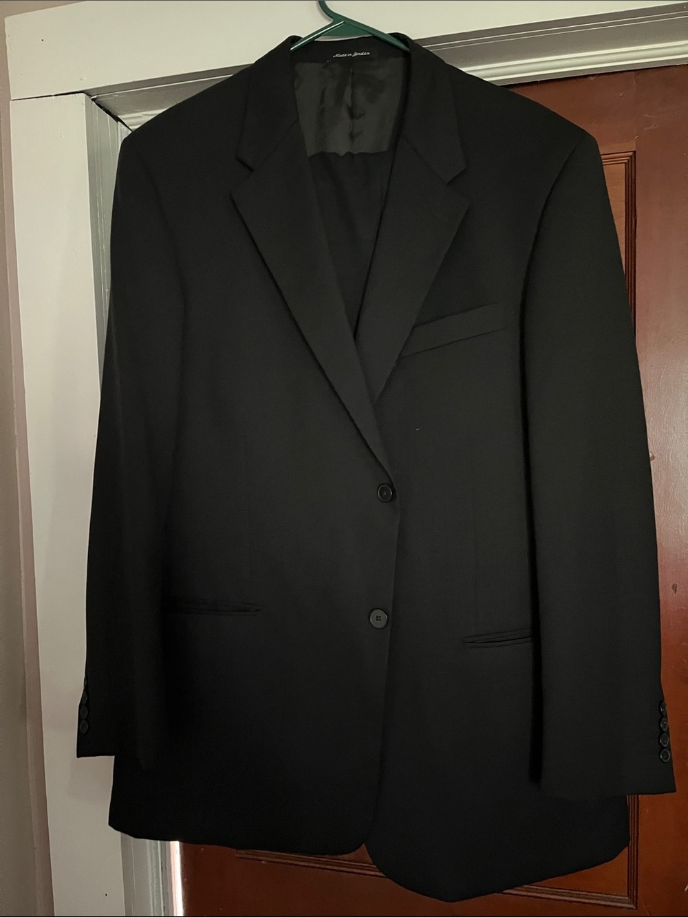 Perry Ellis Classic Black Men’s Two-Button Suit Jacket and Pants 46L 43 waist